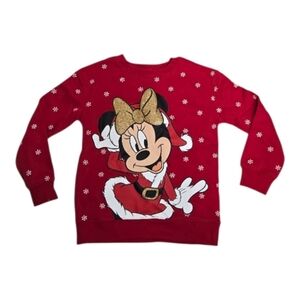 DISNEY Minnie Mouse‎ red snowflake Christmas sweater sweatshirt 6/6X